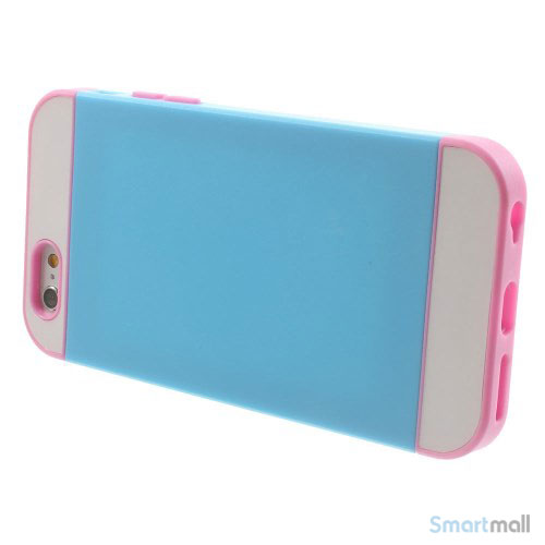 To-farvet iPhone 6 cover med indbygget kortholder - Pink -Moerk Blaa3