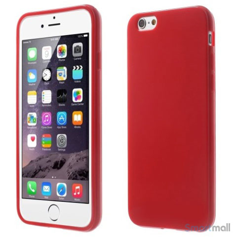 Blødt TPU-cover til iPhone 6 og 6s, med glossy-effekt – Rød