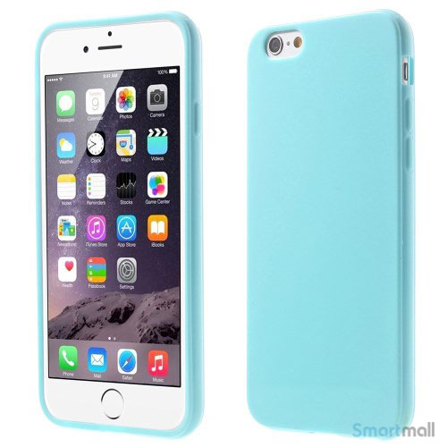 Ensfarvet blødt cover med glossy-effekt til iPhone 6 og 6s – Baby Blå