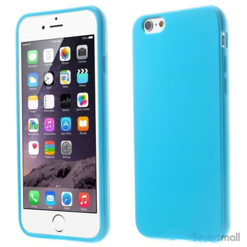 Ensfarvet blødt cover med glossy-effekt til iPhone 6 og 6s – Blå
