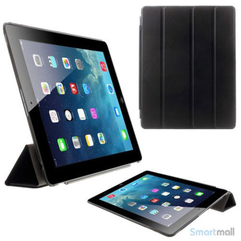 Lækkert flip-cover med standfunktion til iPad 3 og 4 - Sort