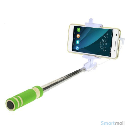 Letvægts mini selfie stick m/minijack stik til iPhone/Samsung/Sony/Mfl – Grøn