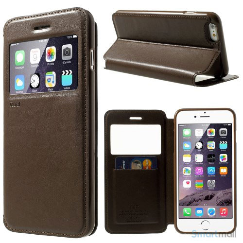 ROARKOREA laedercover m-frontvindue til iPhone 6-6S PLUS - Brun