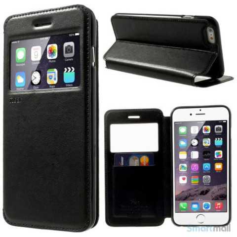 ROARKOREA laedercover mfrontvindue til iPhone 6-6S PLUS - Sort