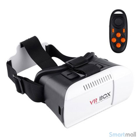 3D VR BOX headset m/fjernbetjening til iPhone, Samsung, mfl.