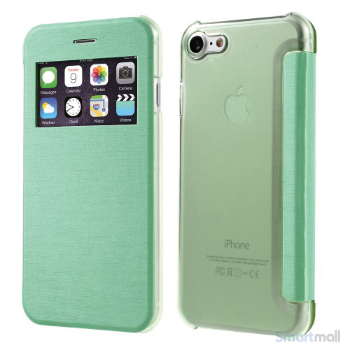 Apple iPhone 7 cover i lækkert læder-design m/vindue til display - Grøn