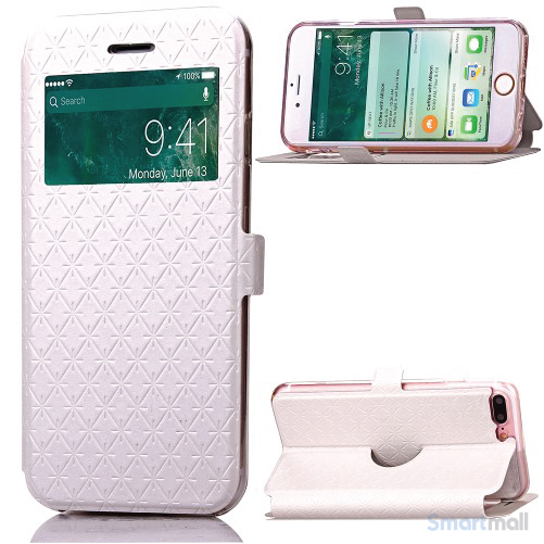 Diamond Lozenge flipcover m/vindue-touch & kortholder til iPhone 7 Plus - Hvid
