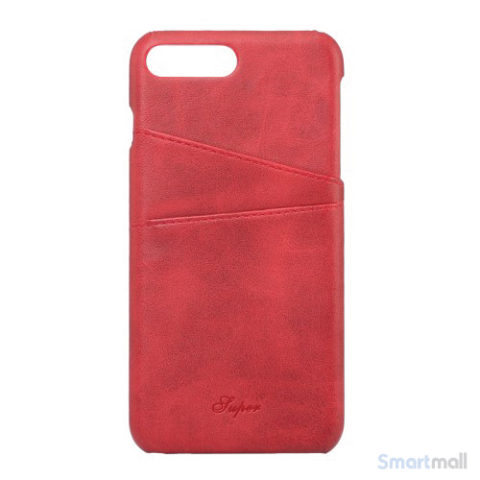 Flot læderbelagt hardcase cover til iPhone 7 Plus - Rød