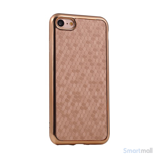 Flot luksuriøst lædercover m/mønster til iPhone 7 - Guld
