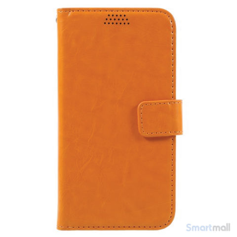 Klassisk flot læderpung m/standfunktion & kortholder til iPhone 7 - Orange