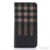 Læderpung i ternet design m/kortholder til iPhone 7 - Brun