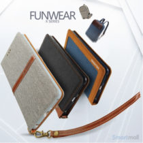 Lækker kvalitets-læderpung fra KLD Funwear m/kortholder til iPhone 7 - Sort