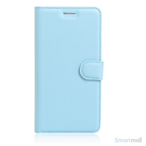 Litchi lædercover i flot klassisk design m/kortholder til iPhone 7 Plus - Blå