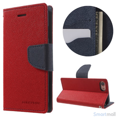 MERCURY GOOSPERY Fancy Diary læderpung m/standfunktion til iPhone 7 - Rød