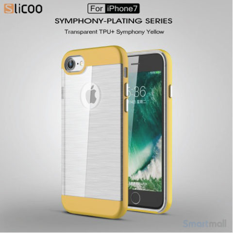 SLICOO TPU-cover med forgyldt ramme & børstet overflade til iPhone 7 - Gul