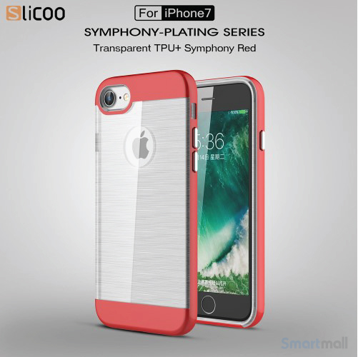 SLICOO TPU-cover med forgyldt ramme & børstet overflade til iPhone 7 - Rød