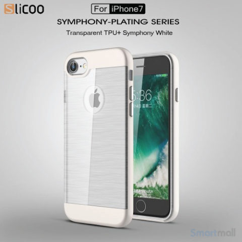 SLICOO TPU-cover med forgyldt ramme & børstet overflade til iPhone 7 - Sølv