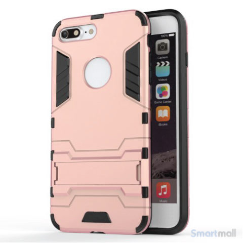 Solid PC + TPU Hybrid cover m/støttefod til iPhone 7 Plus - Pink