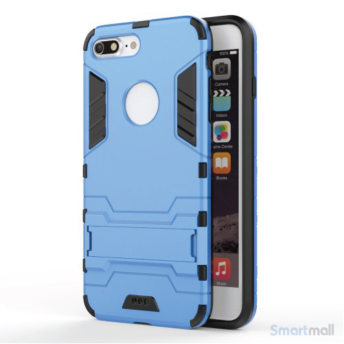 Solid PC + TPU Hybrid cover m/støttefod til iPhone 7 Plus - Baby blå