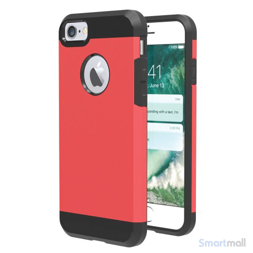 Solidt Hybrid + TPU beskyttelsescover til iPhone 7 - Rød