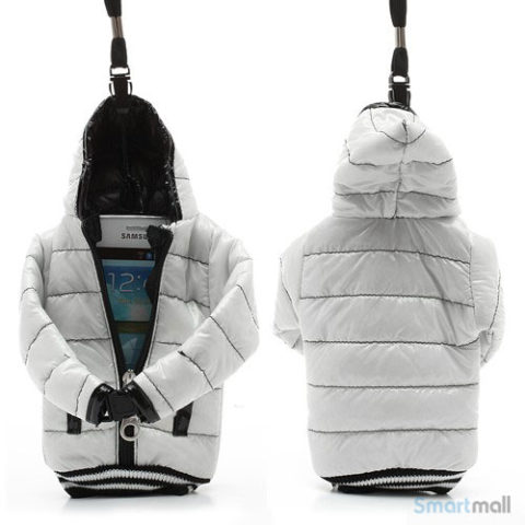 Cool lynlås jakke cover til iPhone 7/6S/6 / Samsung i9500 / mfl. - Hvid
