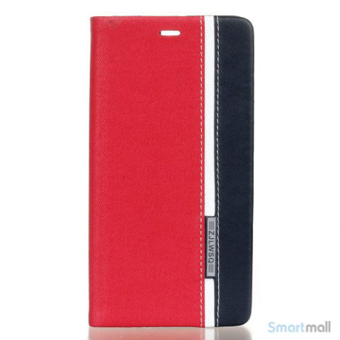 Lækkert farverigt lædercover m/stand til Huawei P9 - Rød