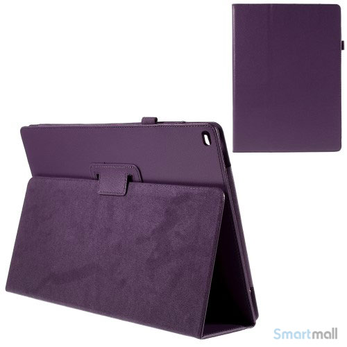 Litchi Texture smart lædercover m/stand funktion til iPad Pro 12.9" - Lilla