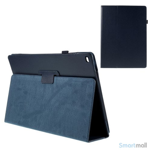Litchi Texture smart lædercover m/stand funktion til iPad Pro 12.9" - Mørkeblå