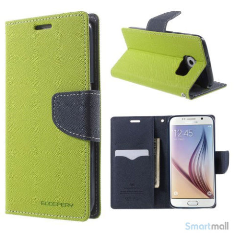 MERCURY Goospery Fancy Diary læderstands-cover til Galaxy S6 G920 - Grøn