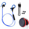 Trådløse sports høretelefoner m/fjernbetjening & støj reducering - Blå