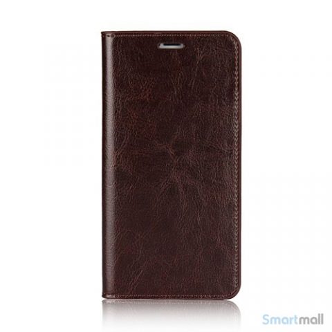 Flot læderpungs-cover fra Crazy Horse m:kortholder til iPhone X / 10 - Kaffefarve
