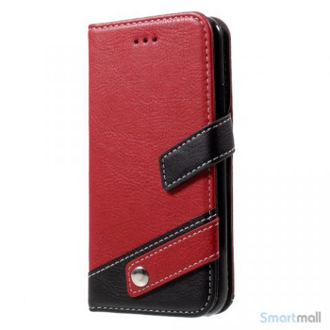 Lichi Grain læderpung m/kortholder & standfunktion til iPhone X/10 - Rød