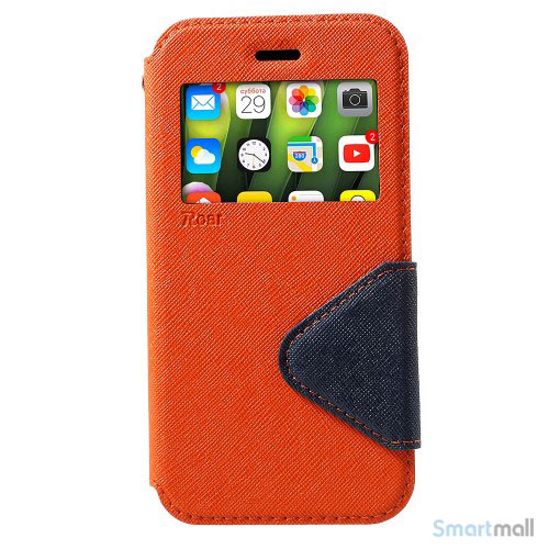 Flip-cover fra ROAR KOREA med vindue & kortholder til iPhone X / 10 - Orange
