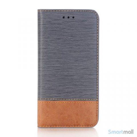 Toothpick Texture flip læderpung med stand til iPhone X / 10 - Grå