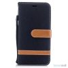 iPhone X/10 Jean Cloth læderpungs cover i lækkert materiale - Sort