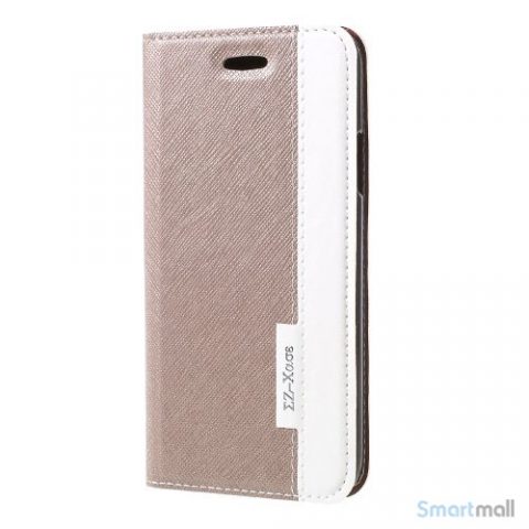 to-farvet lædercover med kortholder & stand til iPhone X / 10 - Champagne farve