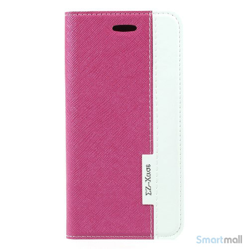 to-farvet lædercover m/kortholder & stand til iPhone X/10 - Rose